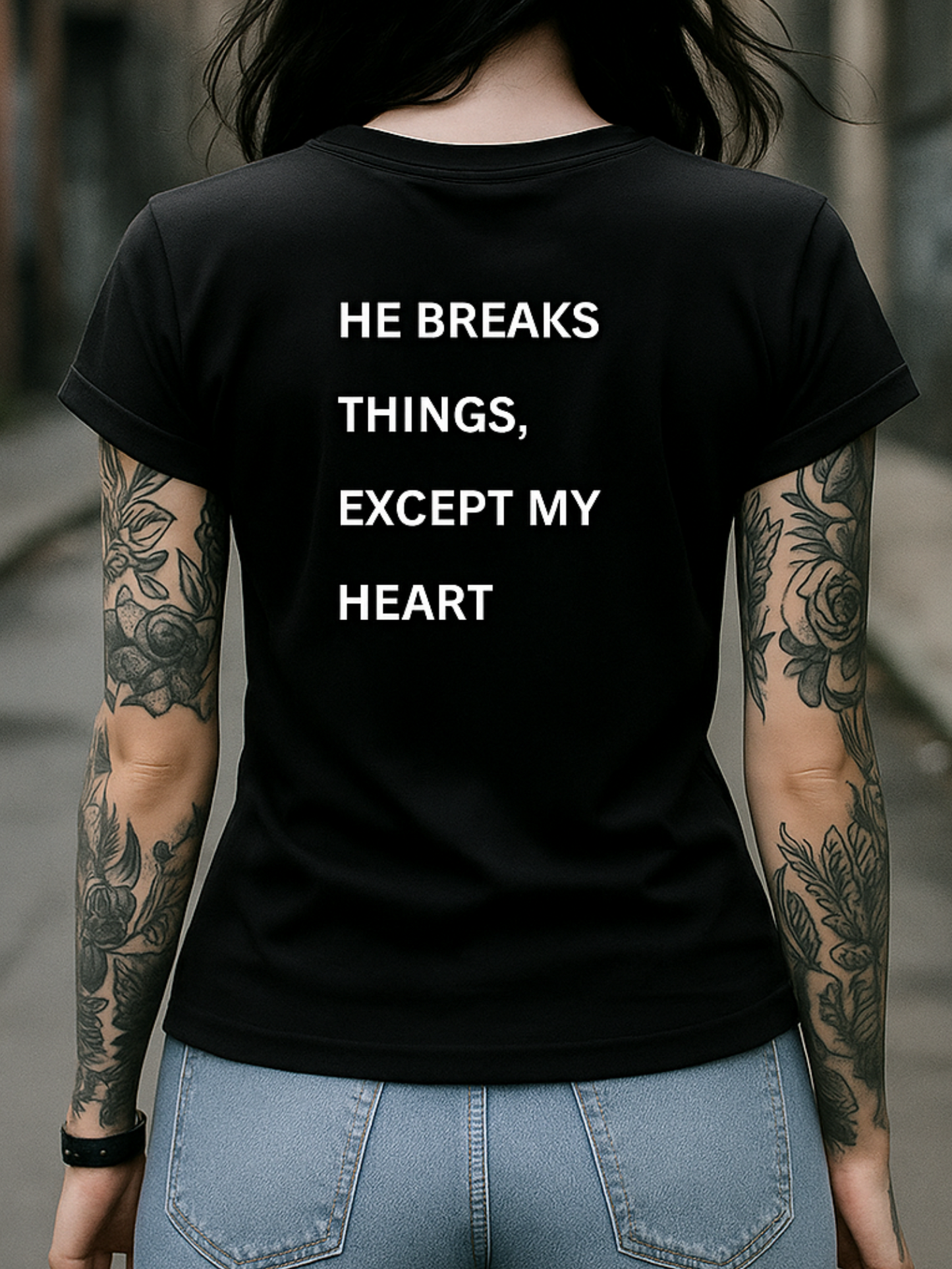 HE BREAKS THINGS SHIRT - Black